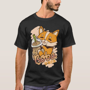 T-shirt Corgi Chiot Avec Thé À Bulle