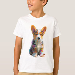 T-shirt Corgi chiot peinture éclaboussure Enfants