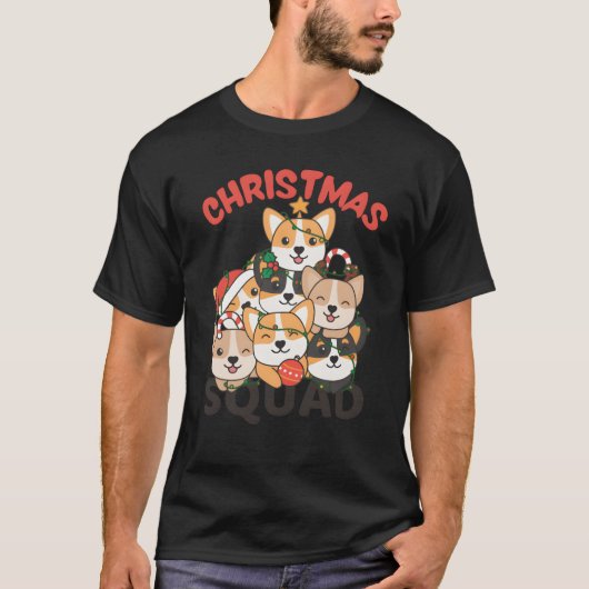 T-shirt Corgi Christmasree Escouade de Noël Chiens ami (Devant)