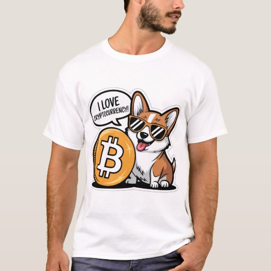 T-shirt Corgi Cool Aime la Cryptomonnaie (Devant)