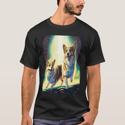 T-shirt Corgi dans l'espace avec des donuts Mignons garçon (Devant)