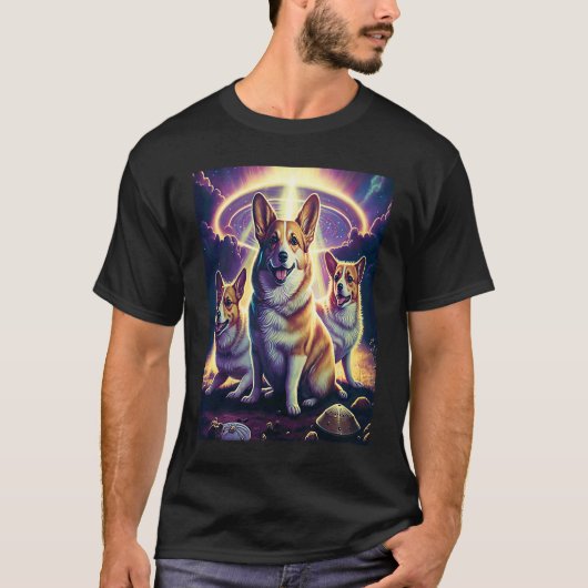 T-shirt Corgi dans l'espace avec des donuts Mignons garçon (Devant)