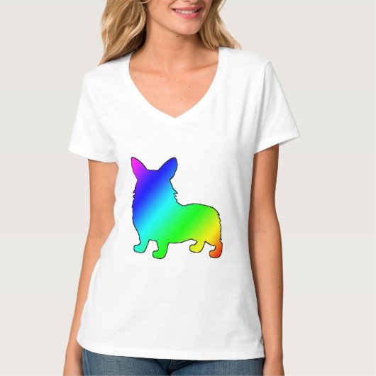 T-shirt Corgi de Gallois d'arc-en-ciel (Devant)