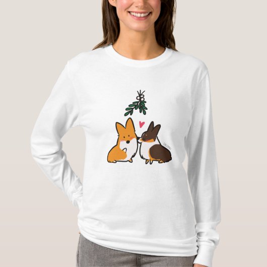 T-shirt Corgi de gui embrassant la chemise (Devant)