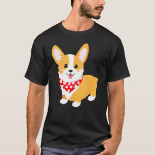 T-shirt Corgi de la Saint-Valentin avec foulard à coeur