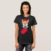 T-shirt Corgi De Noël Mignonne Surprise Sift Dans Le Sock  (Devant entier)