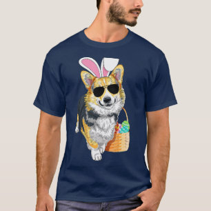 T-shirt Corgi de Pâques Noir et Tan