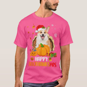 T-shirt Corgi Dog Halloween Merry Christmas Happy Hallotha