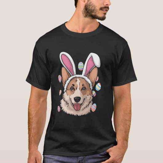 T-shirt Corgi Dog Pâques Lapin (Devant)