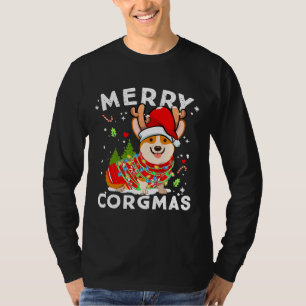 T-shirt Corgi Dog Reindeer Merry Corgmas Père Noël Corgi C