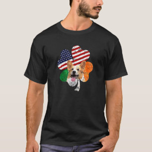 T-shirt Corgi Drapeau Américain Irlandais C Fête de la Sai