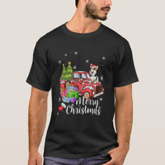 T-shirt Corgi équitation Camion Rouge Noël Joyeux Noël