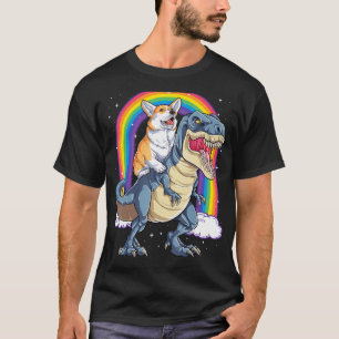 T-shirt Corgi équitation Dinosaur T-rex Cadeaux Hommes Fem