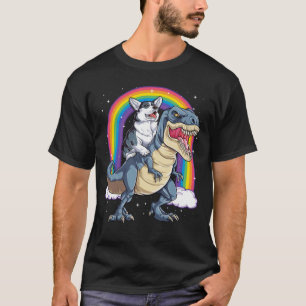 T-shirt Corgi équitation Dinosaur T rex Chemise Funny Rai