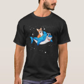 T-shirt Corgi équitation Shark Space Galaxy Jawsome (Devant)