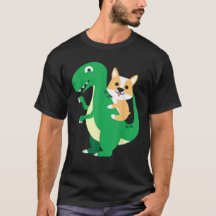 T-shirt Corgi équitation T Rex Cool Dinosaur Dino Chien Ha