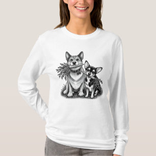 T-shirt Corgi et Chihuahua végan avec des carottes