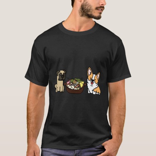 T-shirt Corgi Et Potée Pug (Devant)
