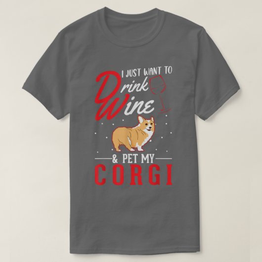 T-shirt Corgi Et Vin (Design devant)