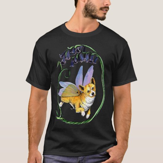 T-shirt Corgi Faerie With Welsh Bluebells (Devant)