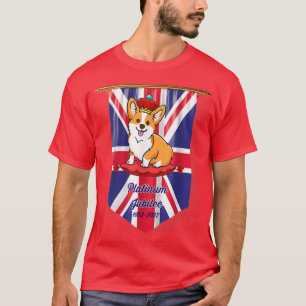 T-shirt Corgi Falg de la Reine Platine Jubilé avec Couronn