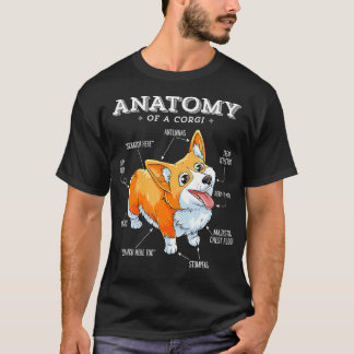 T-shirt Corgi Femmes Enfants Hommes Anatomie d'un Corgi Gi