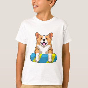 T-shirt Corgi gallois à la nage avec planche