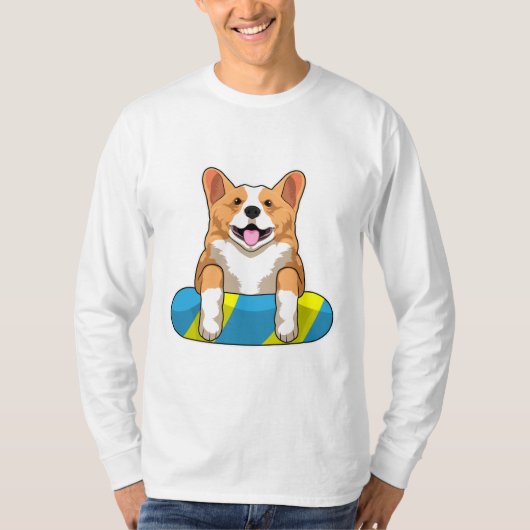 T-shirt Corgi gallois à la nage avec planche (Devant)