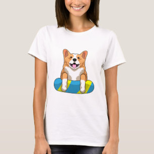 T-shirt Corgi gallois à la nage avec planche