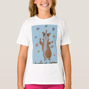 T-shirt Corgi gallois dansant avec des papillons