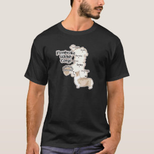 T-shirt Corgi Gallois Pembroke Homme Avec Carte Du Pays De