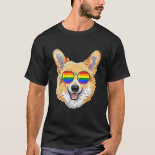 T-shirt Corgi Gay pride Drapeau Lgbt Lunettes de soleil ar
