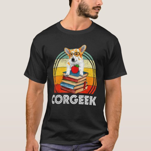 T-shirt Corgi Geek Corgeek Livre Chien Nerd (Devant)