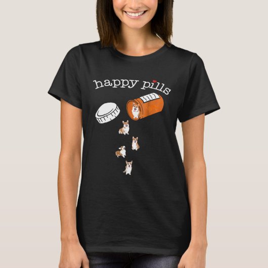 T-shirt Corgi Happy Pills (Devant)