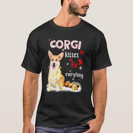 T-shirt Corgi Kisses Réparez tout Noël Light Pyjama (Devant)