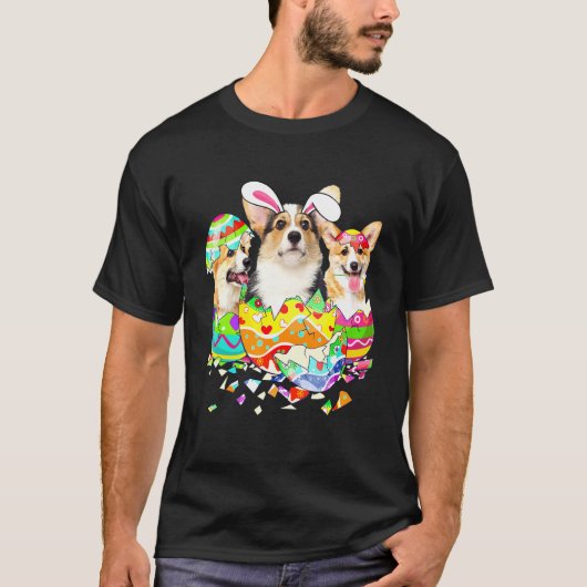 T-shirt Corgi Lapin Joyeuses Pâques Chien (Devant)