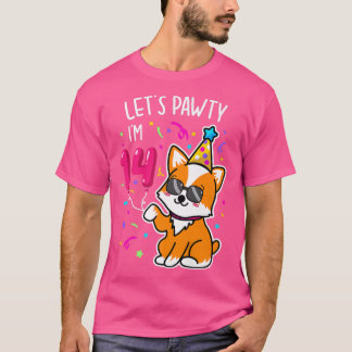 T-shirt Corgi Lets Pawty Im 14ème Anniversaire Tee 14 Ans