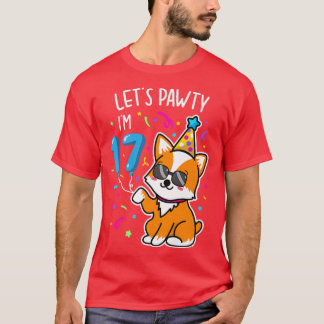 T-shirt Corgi Let's Pawty J'ai 17e, 17 ans Anniversaire T