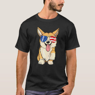 T-shirt Corgi Lunettes de soleil 4 juillet Hommes Femmes U
