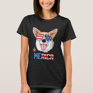 T-shirt Corgi lunettes de soleil 4 juillet Merica Hommes U
