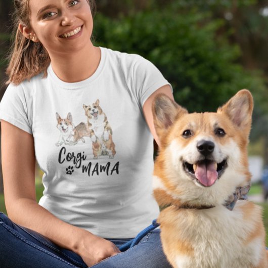 T-shirt Corgi Mama Cute Aquarelle chien