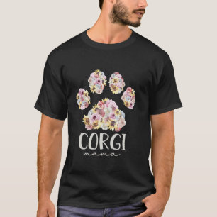 T-shirt Corgi Mama Floral Chien Paw Pembroke Welsh Corgi M