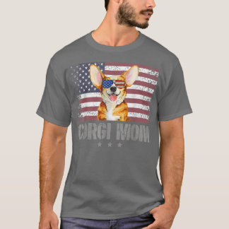 T-shirt Corgi Maman Lunettes de soleil Retro USA 4 juillet