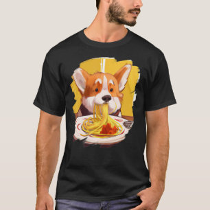T-shirt Corgi Manger Spaghetti Pasta Dog Italien