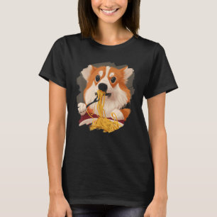 T-shirt Corgi Manger Spaghetti Pasta Funny Chien Italien F