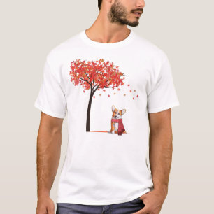 T-shirt Corgi Maple Tree Thanksgiving Day mignon Chien Fal