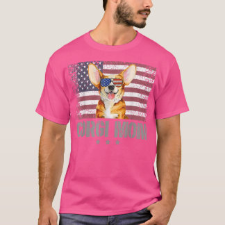 T-shirt Corgi Mom Retro USA 4 juillet Sunglass American