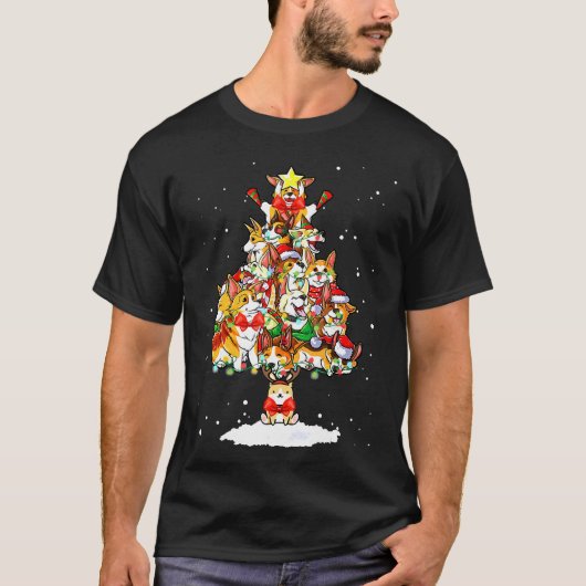 T-shirt Corgi Noel Xmas Arbre Noël Chien Amour (Devant)