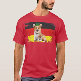 T-shirt Corgi Oktoberfest Gifts German Flag Lederhosen Alp