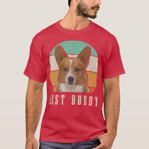T-shirt Corgi Papa Corgi Maman Best Buddy Retro Chien Vint